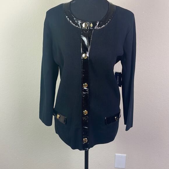 NWT Jones New York Signature Woman faux leather trim jacket women’s 1X - Picture 1 of 15